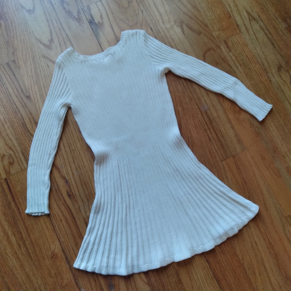 #701 Crazy 8 Girls White Sweater Dress Cable Knit - Picture 4 of 14